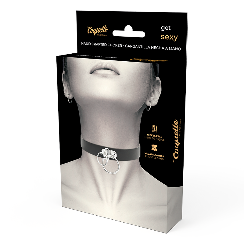 COQUETTE - CHIC DESIRE DOUBLE RING VEGAN LEATHER CHOKER