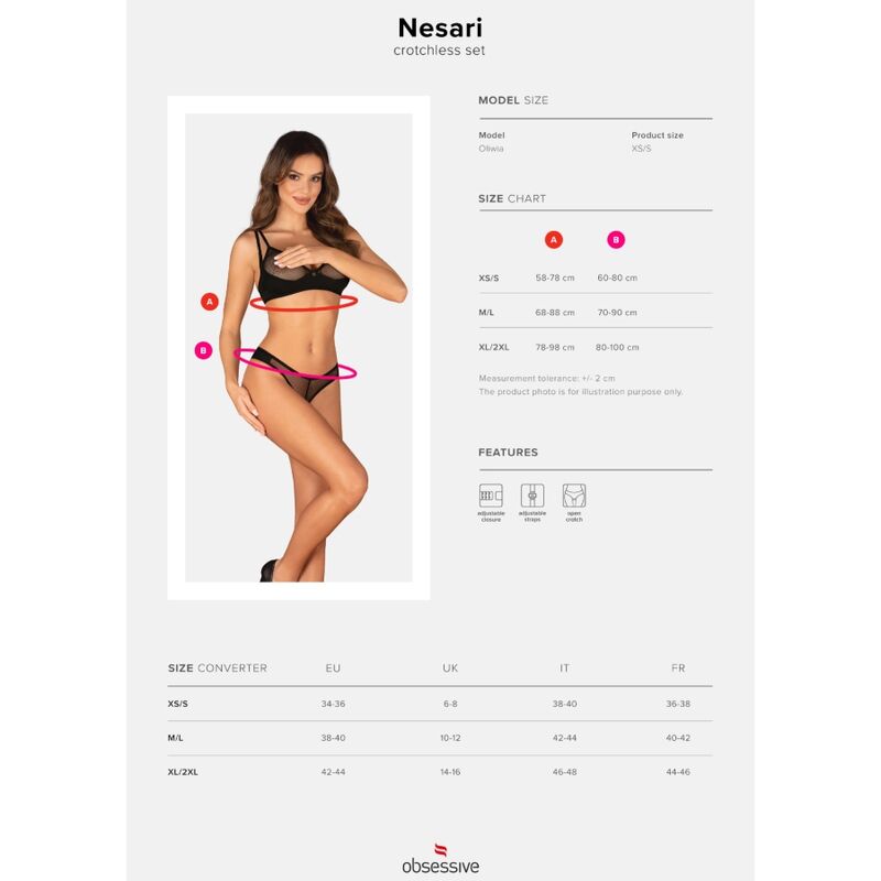 OBSESSIVE - NESARI SET TWO PIECES CROTCHLESS XL/XXL