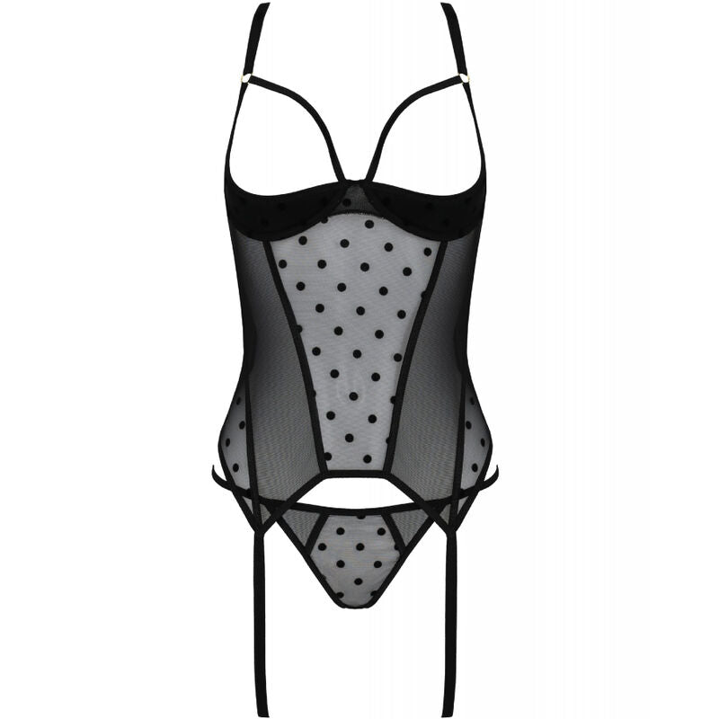 PASSION - MARINA CORSET & THONG BLACK S/M