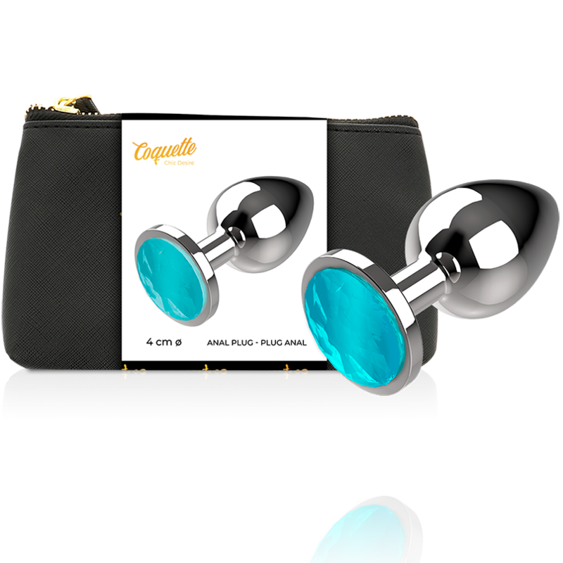 COQUETTE TOYS - ANAL PLUG METAL BLUE COLOR SIZE L 4 X 9CM