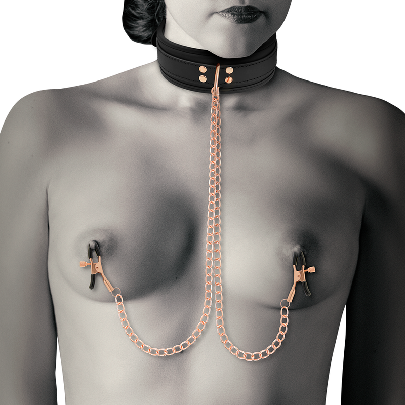 COQUETTE - CHIC DESIRE FANTASY NIPPLE CLAMP NECKLACE WITH NEOPRENE LINING