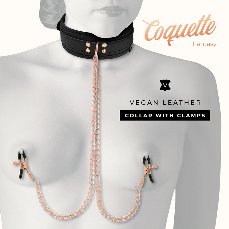 COQUETTE - CHIC DESIRE FANTASY NIPPLE CLAMP NECKLACE WITH NEOPRENE LINING